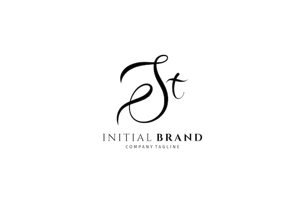 St initial handwriting logo Monogram letter signature vector