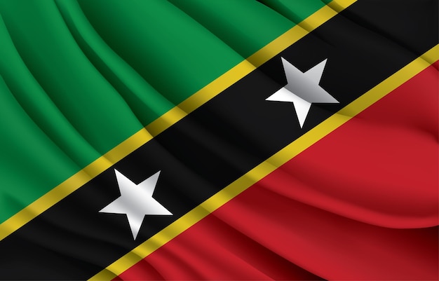 St kitts and nevis national flag waving realistic vector illustration