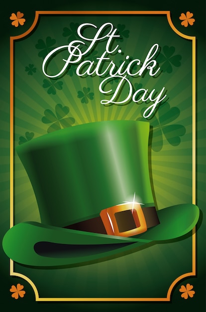 St patrick day leprechaun hat celebration traditional poster clover background