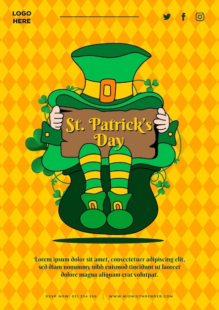 Vector st patrick day poster with orange and yellow background