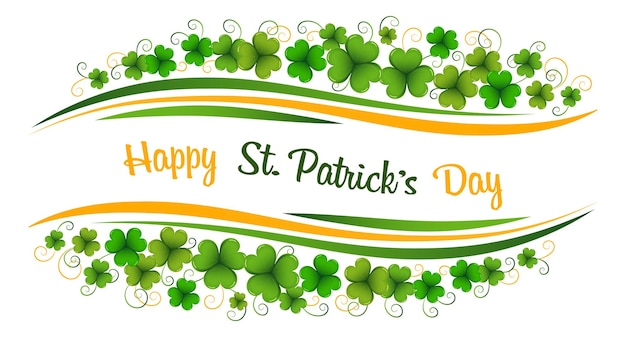 St. Patrick's Day background, elegant frame with shamrock, clover leaves on white background.