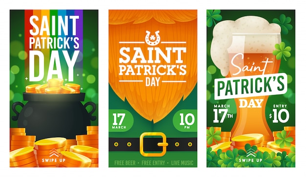 St. patrick's day banner instagram stories template