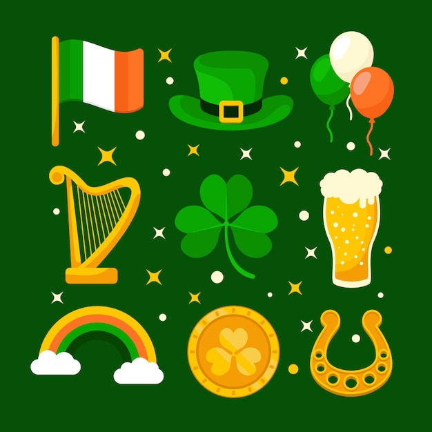 St. patrick's day element collection in flat design