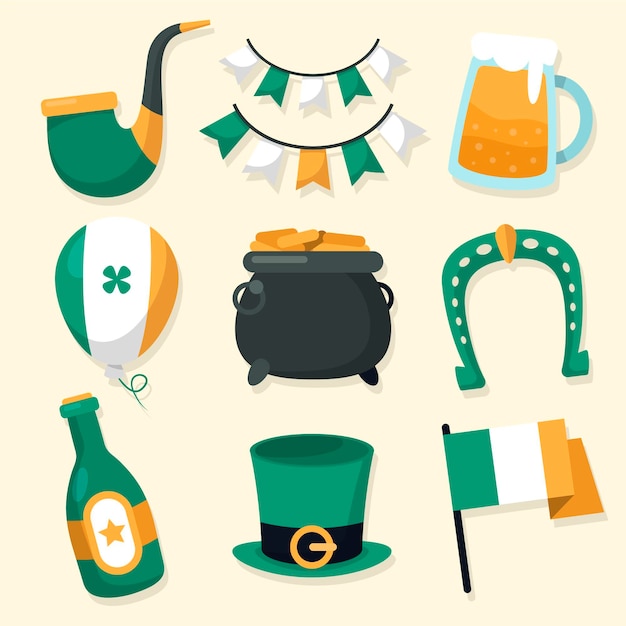 St. patrick's day elements flat design