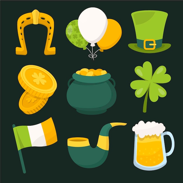 St. patrick's day items flat design