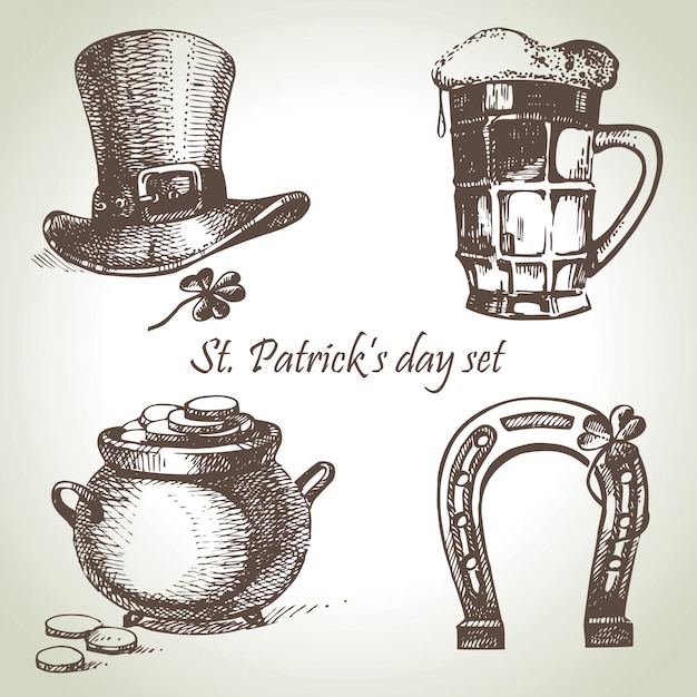 St. Patrick's Day set. Hand drawn illustrations