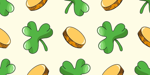 St Patrick s Day vector seamless pattern in the style of doodles hand drawn