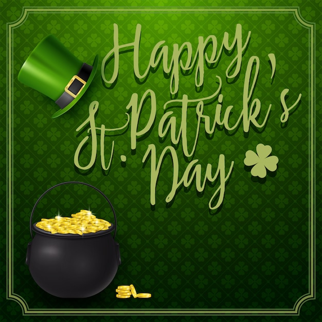 St. Patrick's day with golden coins and hat