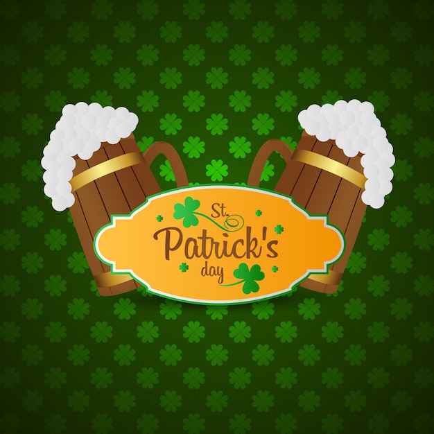 St Patrick's typogrpahic card with pattern background 