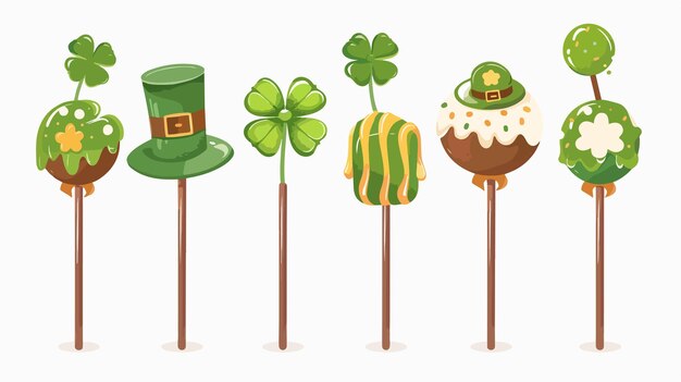 Vector st patricks day cake pops set on white background