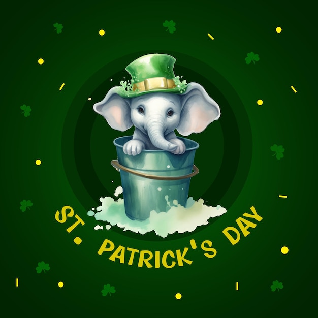 Vector st patricks day cute elephant background post design