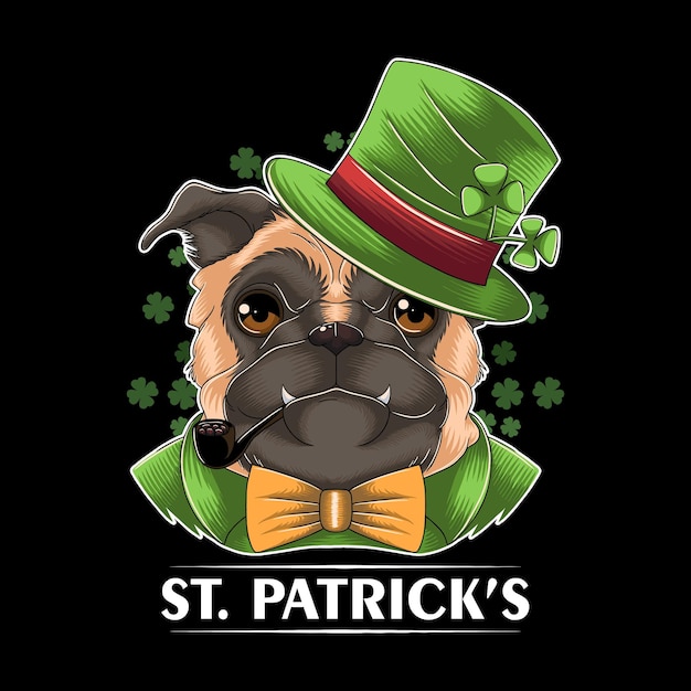 St Patricks Day cute Pug themed