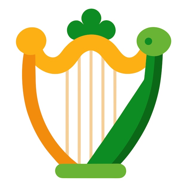 Vector st patricks day harp flat icon clipart design vector art and illustration