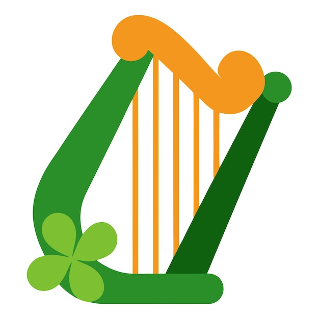 Vector st patricks day harp flat icon clipart design vector art and illustration