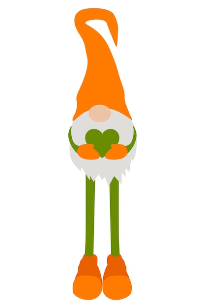 St Patricks Day Irish gnome holding Heart