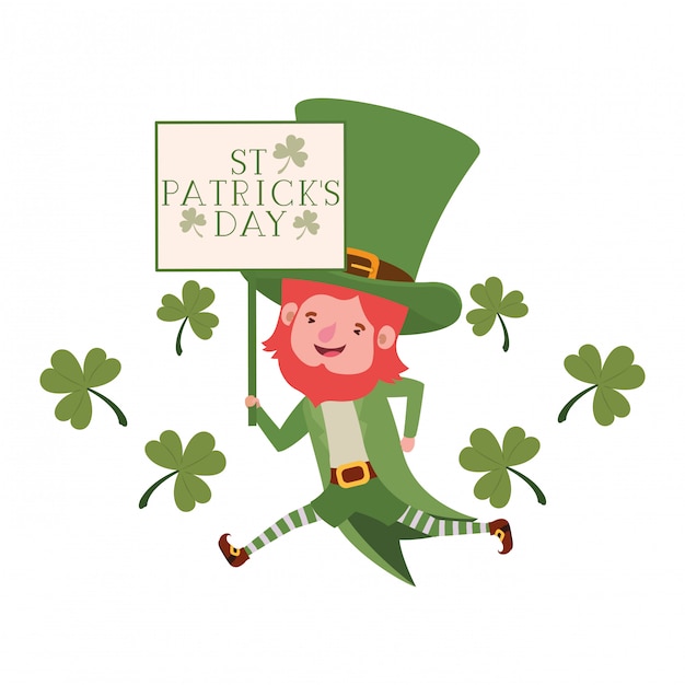 St patricks day label with leprechaun character