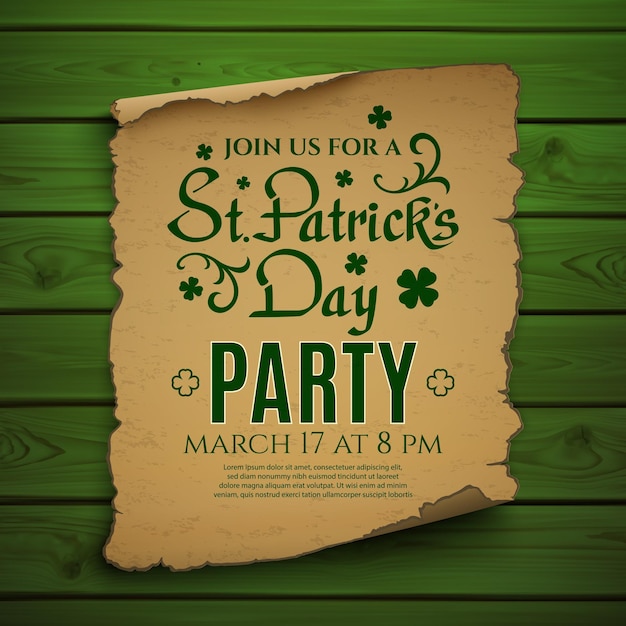 St. Patricks Day party. Invitation poster, flyer or brochure template.