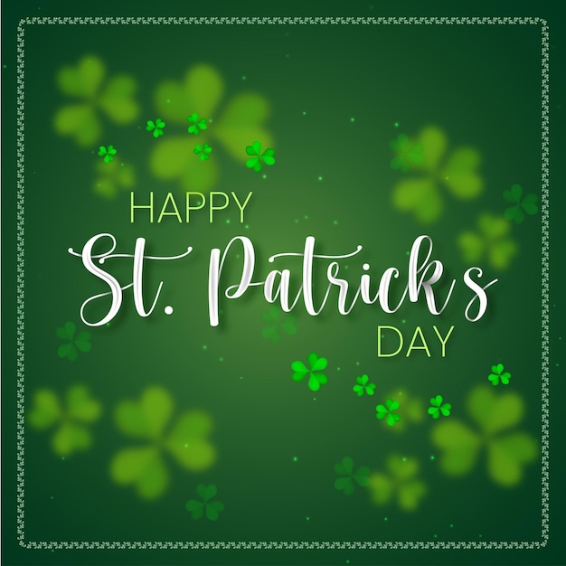 St Patricks Day Theme Shamrock Pine Green Frame Background Social Media Design Banner