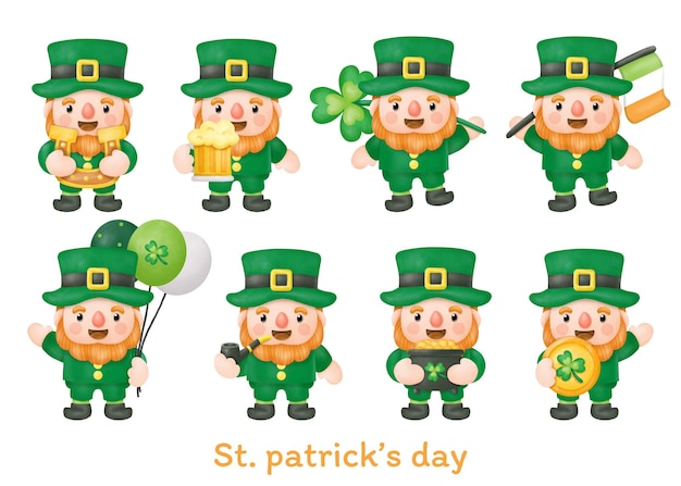 St Patricks Day watercolor Clipart illustration Digital painting