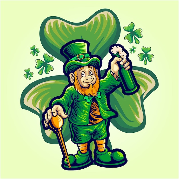 St patricks day with clover leaf background vector illustrations for your work logo merchandise tshirt stickers and label designs poster greeting cards advertising business company or brands