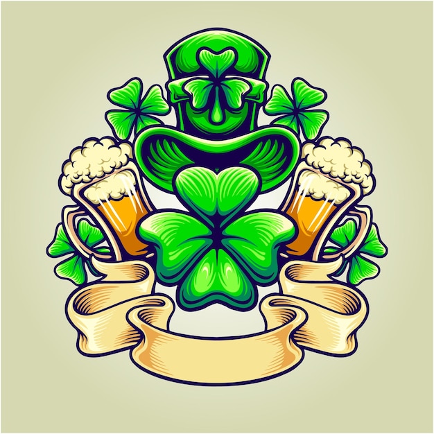 St patricks hat beer day vintage vector illustrations for your work logo merchandise tshirt stickers and label designs poster greeting cards advertising business company or brands