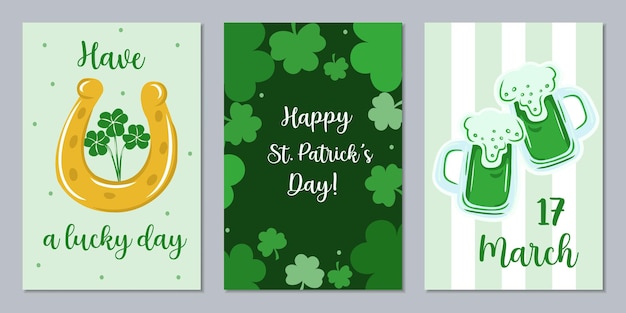 St Patricks holiday poster set Of the symbols and elements of the holiday