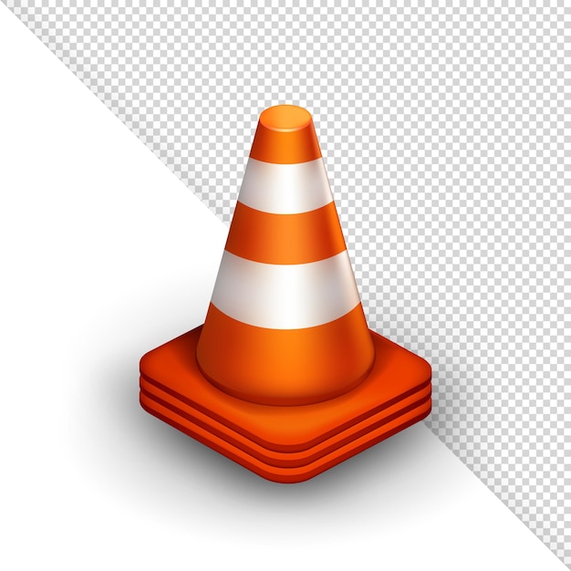 Stack of 3d traffic cones with orange and white stripes. Barrier sign for construction