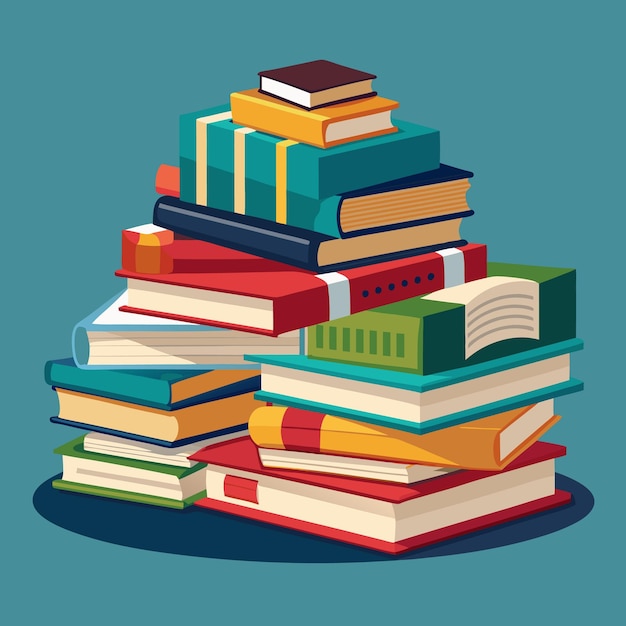 Vector stack of books in blue and orange colors