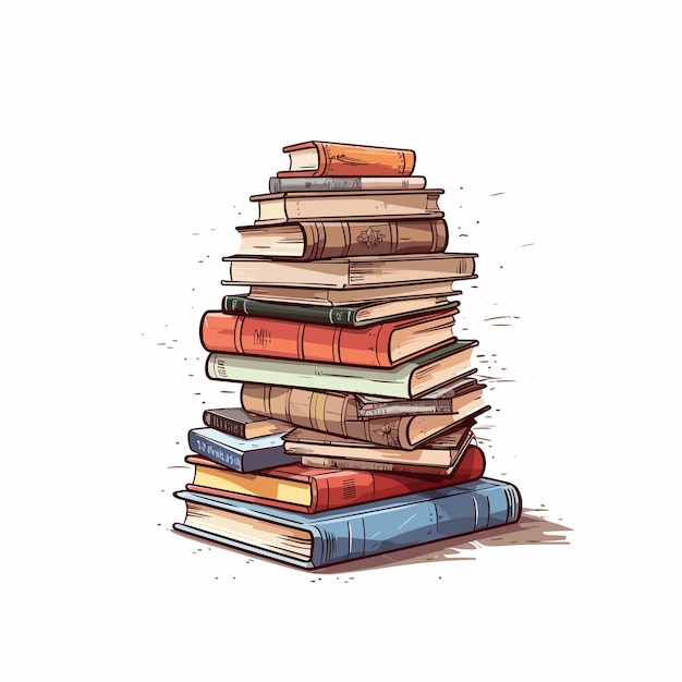 stack of books cartoon