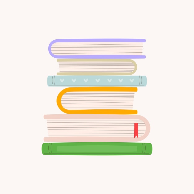 Stack of books Hand drawn vector illustration