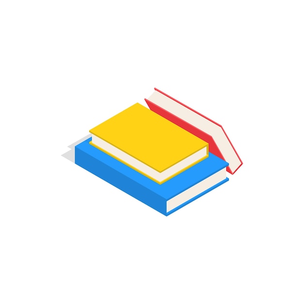 Stack of books icon in isometric 3d style on a white background