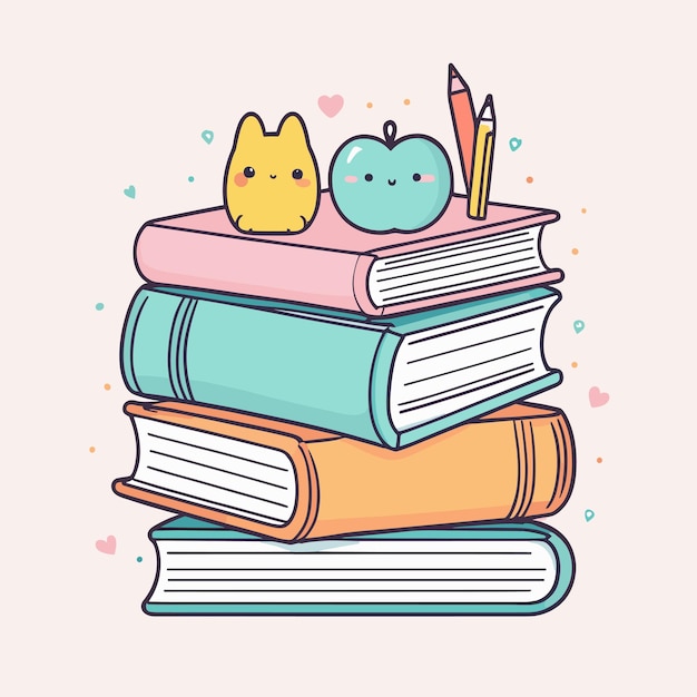 Stack of books illustration education concept