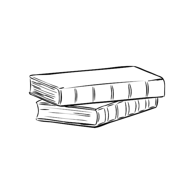 Stack of books isolated on white hand drawn sketch vector illustration