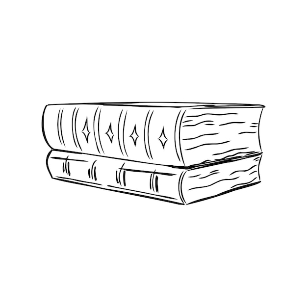 Stack of books isolated on white hand drawn sketch vector illustration