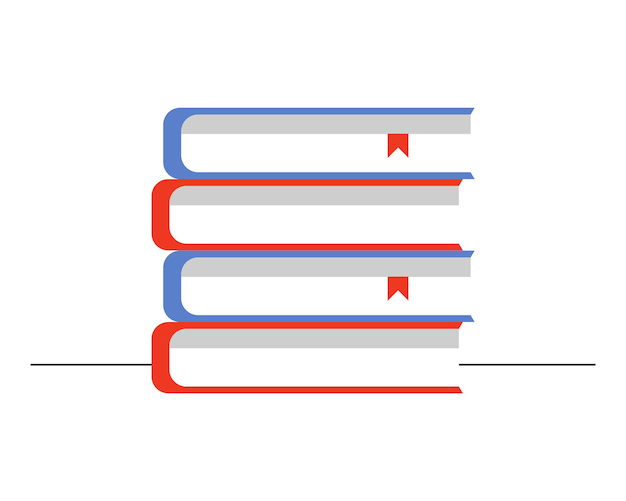 A stack of books lies on the surface. Books stacked, icon. Vector illustration