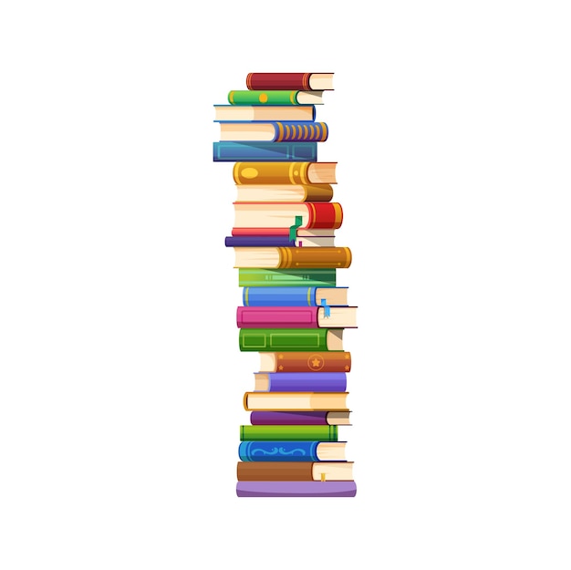 Stack of books of various colors sizes and titles