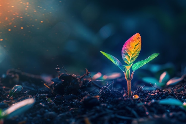 Vector stack of coins with plants representing growth birth of new life young plant in farmer hand environ