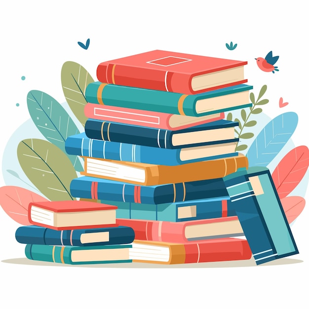 Stack of colorful books vector illustration generated ai