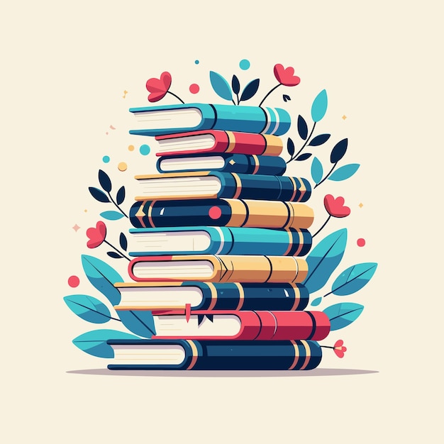 Stack of colorful books vector illustration generated ai