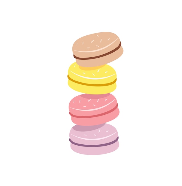 Stack of colorful macaron macaroon almond cakes sketch style vector illustration isolated