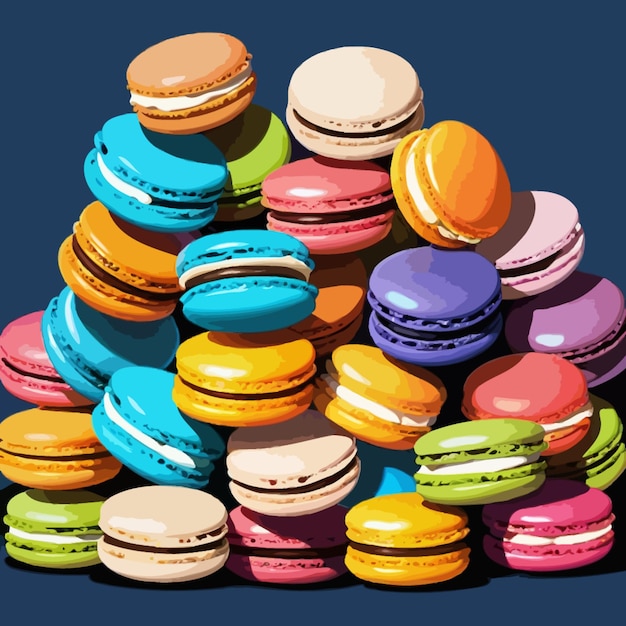 A stack of colorful macarons cartoon drawing illustration artwork vector