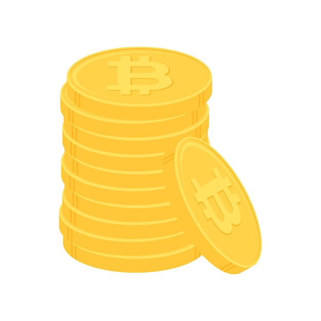 Stack of gold bitcoin coins Cryptocurrency digital currency business and finance concept