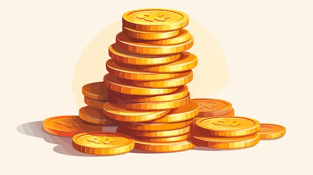 Vector a stack of gold coins with a gold background