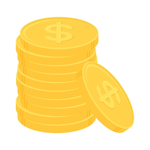 Stack of gold dollar coins Business and finance concept Flat design vector illustration