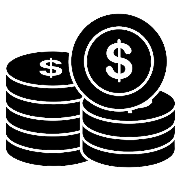 a stack of money coin icon in silhouette