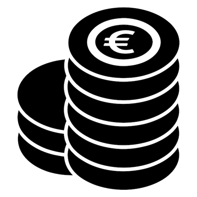 a stack of money coin icon in silhouette