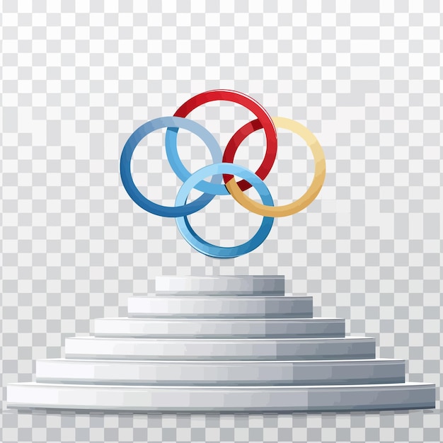 Vector a stack of olympic rings with a white background with a red and blue logo