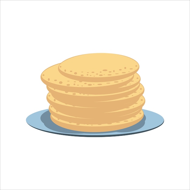 A stack of pancakes on a plate Vector illustration flat cartoon design