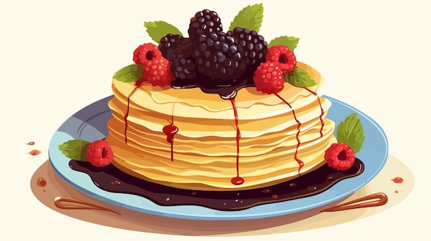 a stack of pancakes with berries and berries on top of it