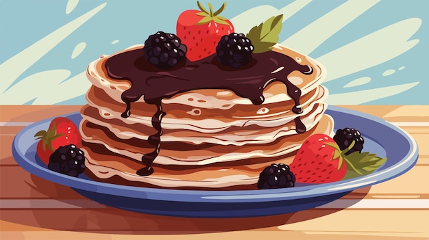 a stack of pancakes with berries on top of them